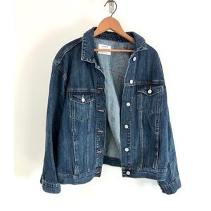 Boyfriend style dark denim jean jacket